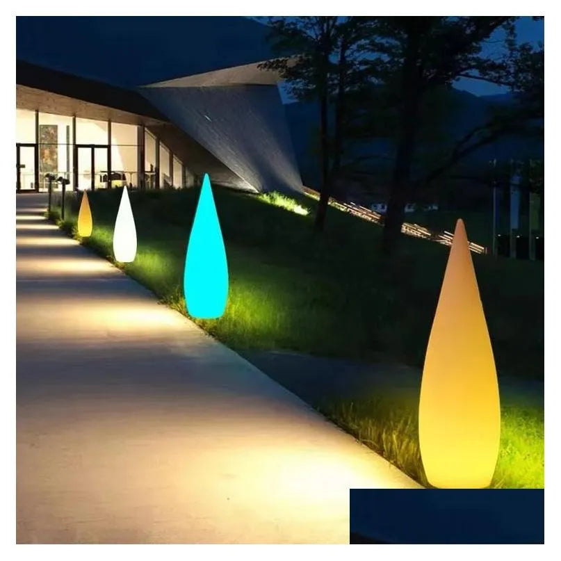 LED Remote Control Outdoor Floor Lamp - Water Drop Landscape Lighting, Waterproof, Portable, Decorative Stones, Color Changing, Garden Decorations