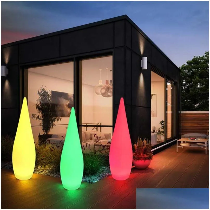 LED Remote Control Outdoor Floor Lamp - Water Drop Landscape Lighting, Waterproof, Portable, Decorative Stones, Color Changing, Garden Decorations