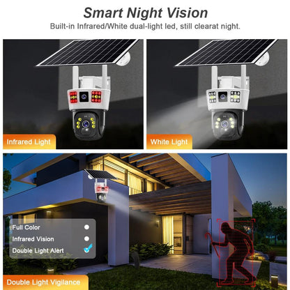 6K 12MP Solar Security Camera with 256G Card &amp; 4G SIM - Wireless Security with Night Vision