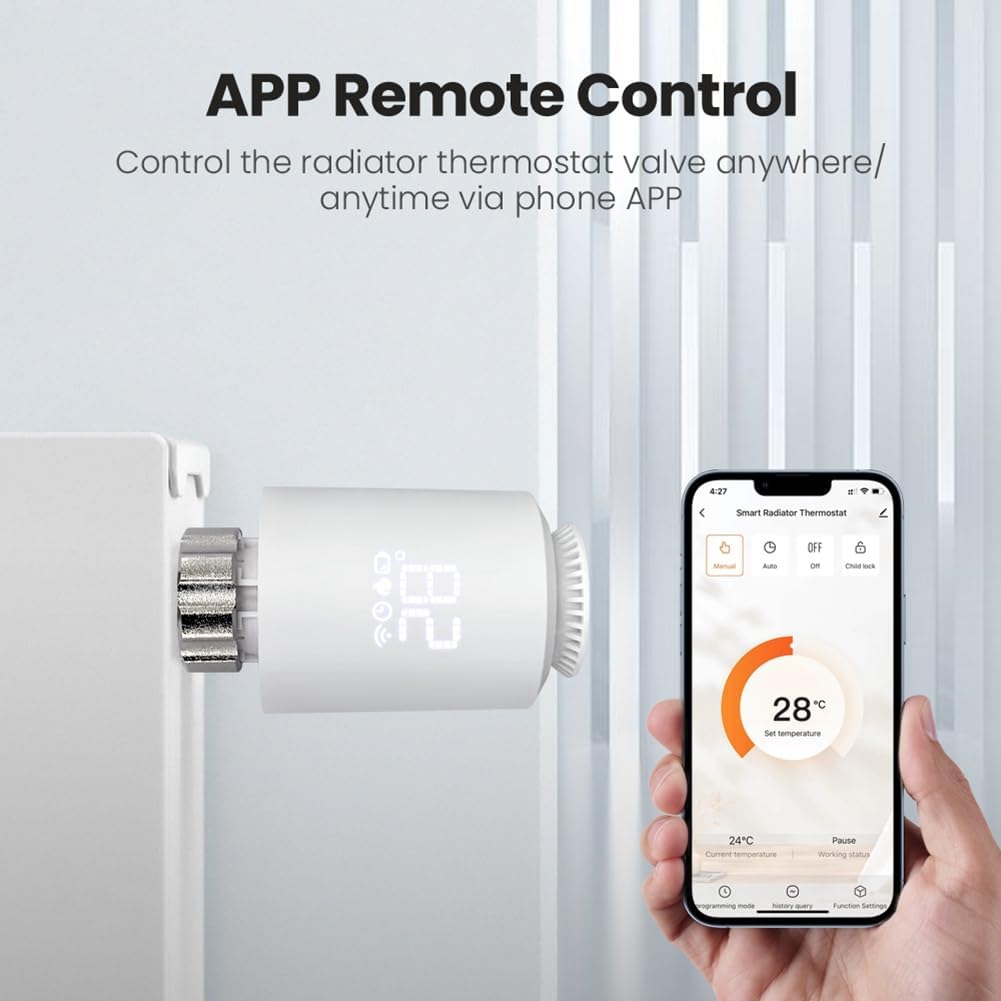 Smart Radiator Actuator Smart TRV Thermostatic Valve Temperature Controller Support Both Alexa and Google Home