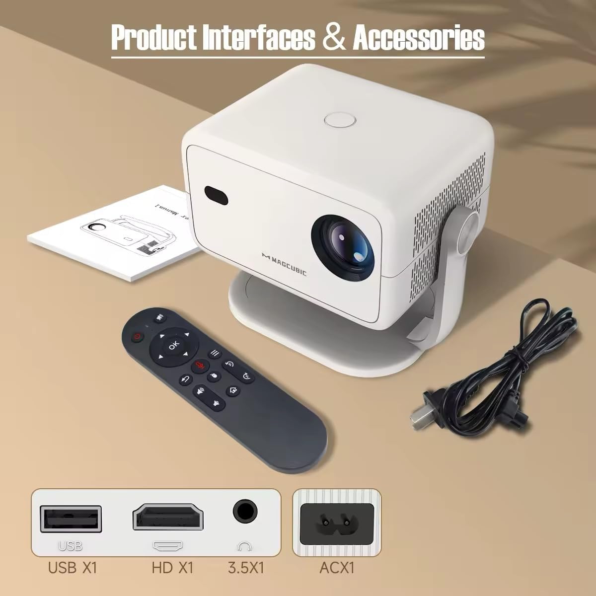 4K Projector Native 1080P Android 11 Auto Focus &amp; Keystone 4K 360° Rotate Wifi 6 BT 5.2 Airmouse Home Theatre