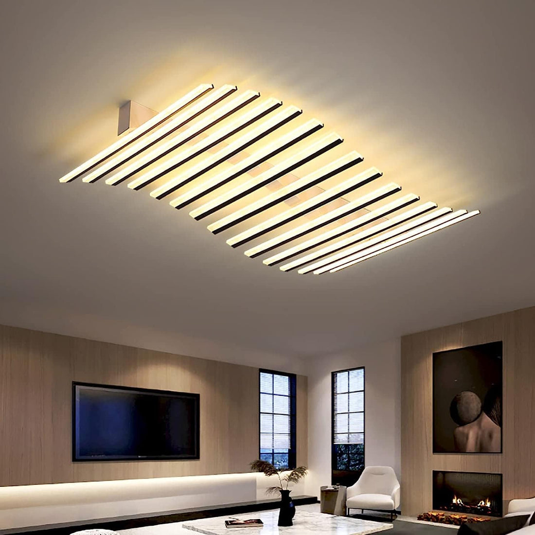 Nordic Art Line Black Acrylic Wave Led Ceiling Chandelier Dimmable Recessed Ceiling Lights