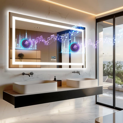 Bathroom Mirror with LED Lights with Bluetooth Dimmable 3 Colors