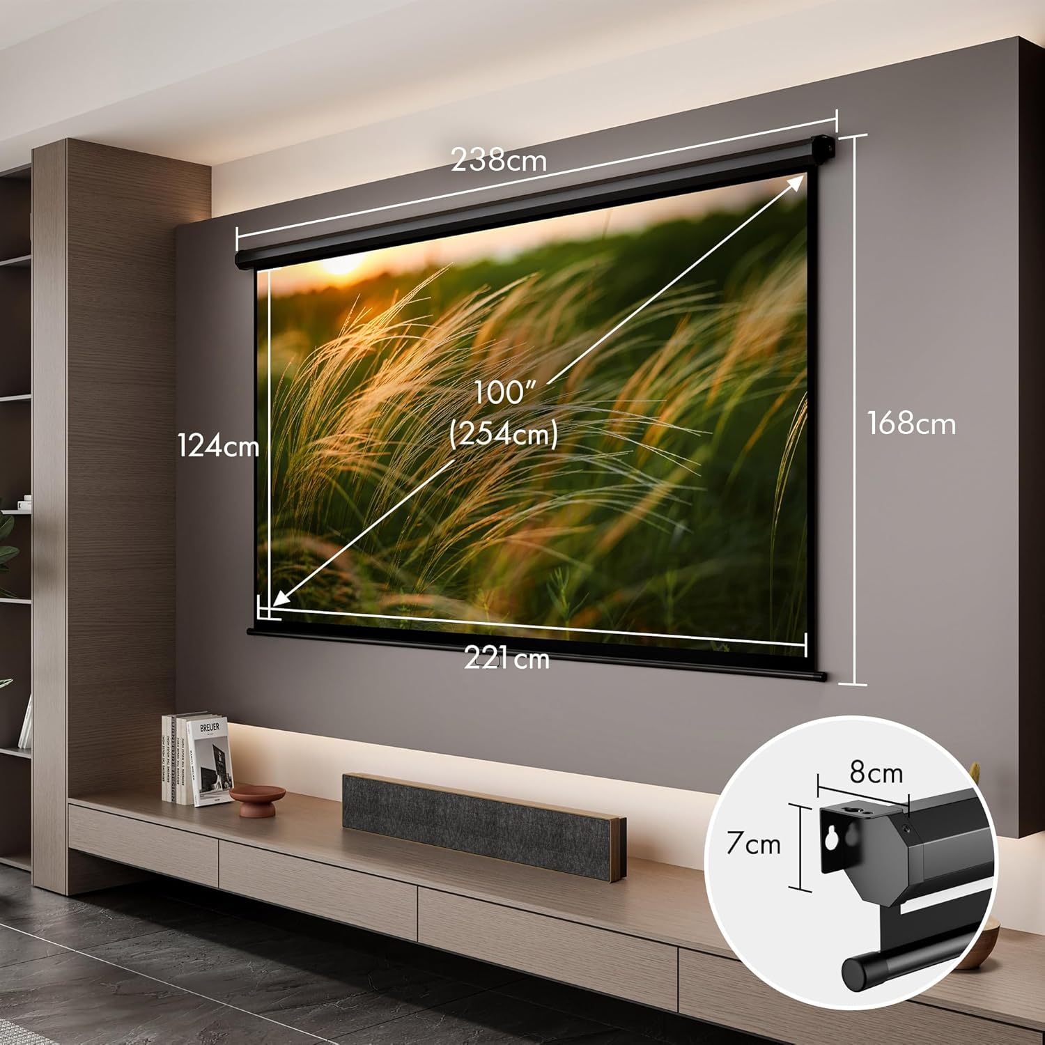 100 Inch HD Electric Pull Down Projector Screen