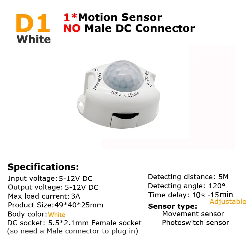 PIR Motion Sensor Light Switch DC 5V 12V with Timer