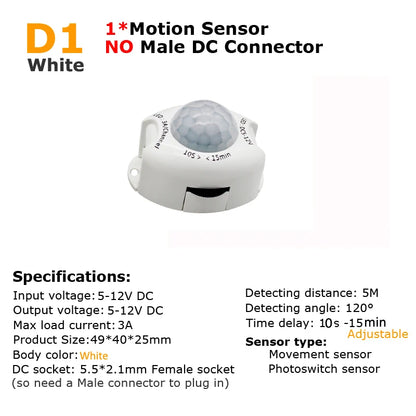 PIR Motion Sensor Light Switch DC 5V 12V with Timer