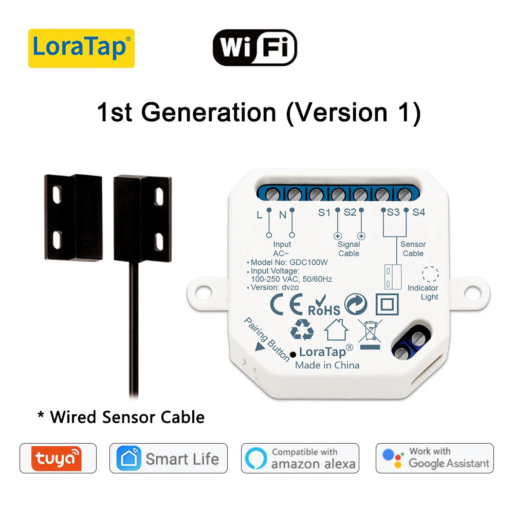 Smart Garage Door Opener with Voice Commands, Real time notification and Remote Control