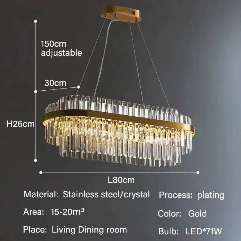 Luxury LED Crystal Chandelier for Living &amp; Dining Rooms