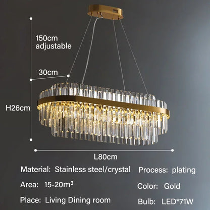 Luxury LED Crystal Chandelier for Living &amp; Dining Rooms