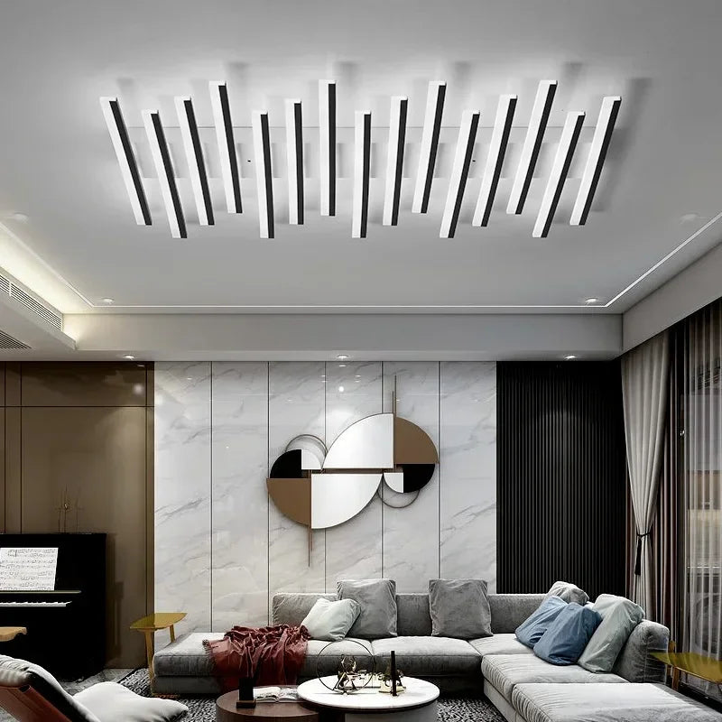 Nordic Art Line Black Acrylic Wave Led Ceiling Chandelier Dimmable Recessed Ceiling Lights