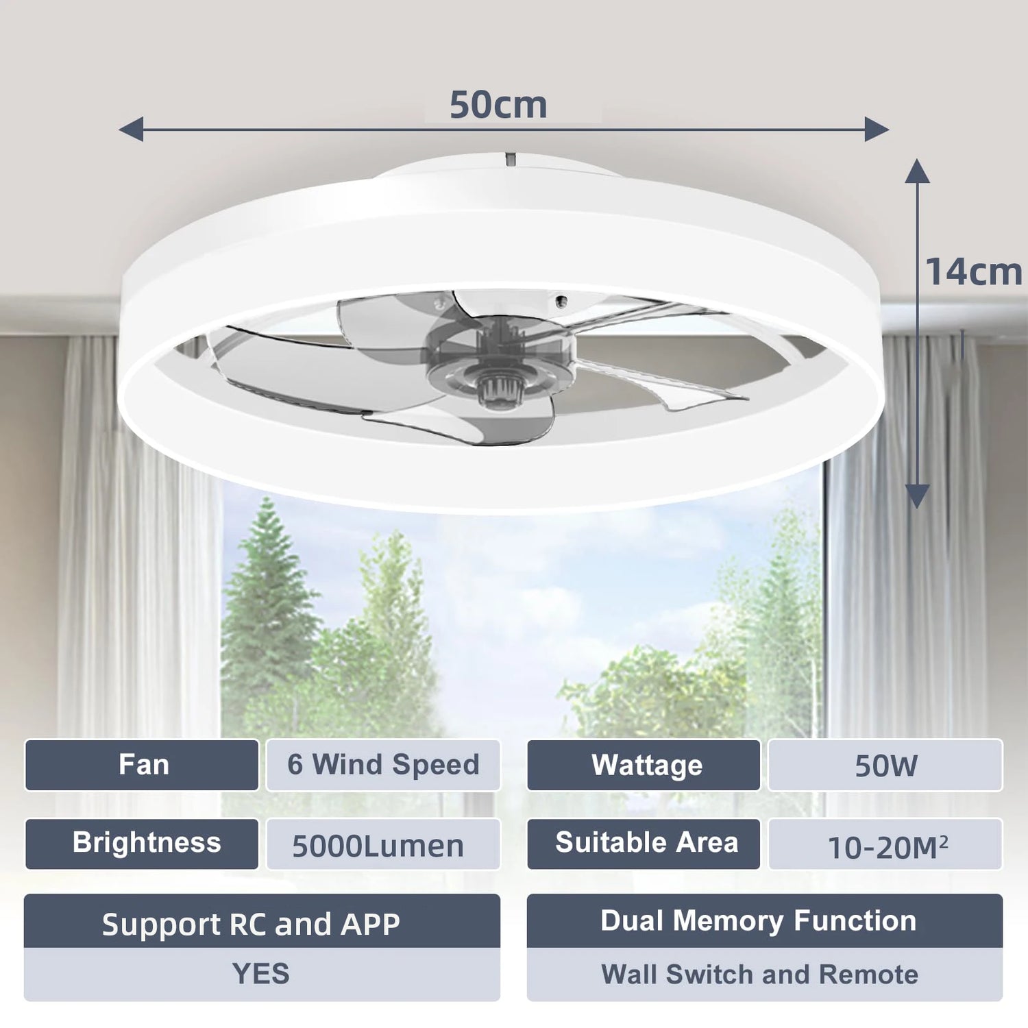 Smart Ceiling Fans with Lights Compatible with Alexa and Google Assistant