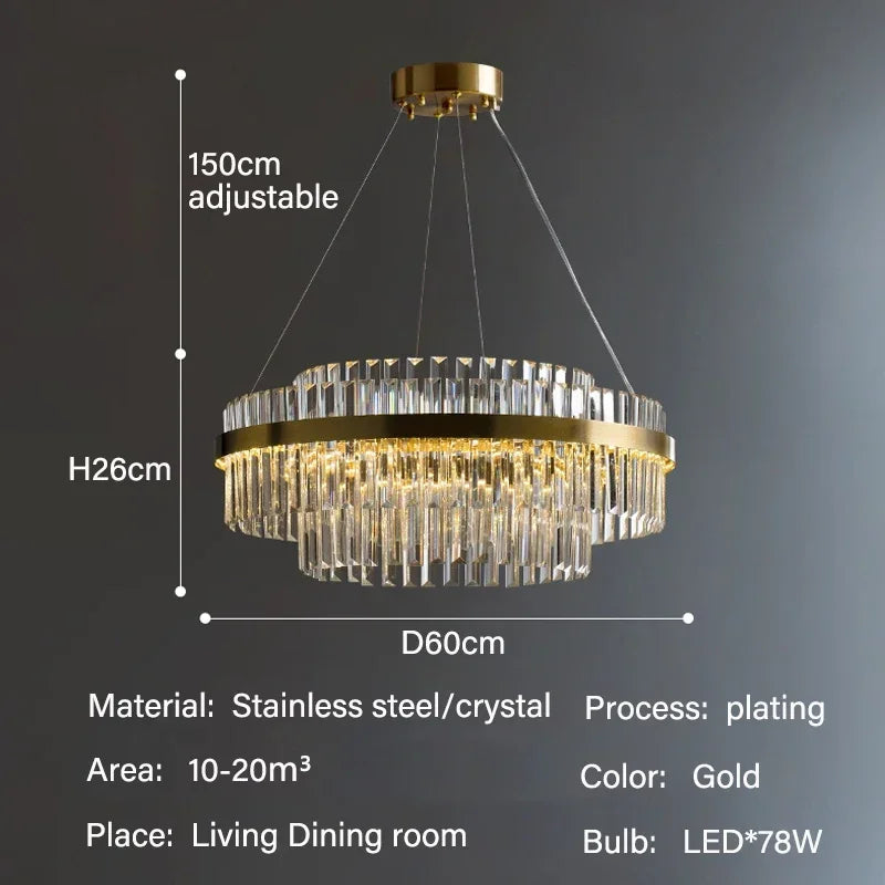 Luxury LED Crystal Chandelier for Living &amp; Dining Rooms