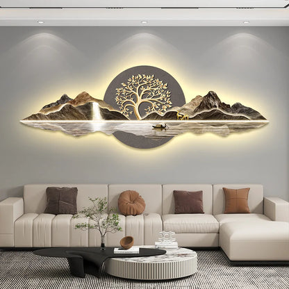 3D LED Acrylic Diamond Wall Art Panel with Metal Lamp