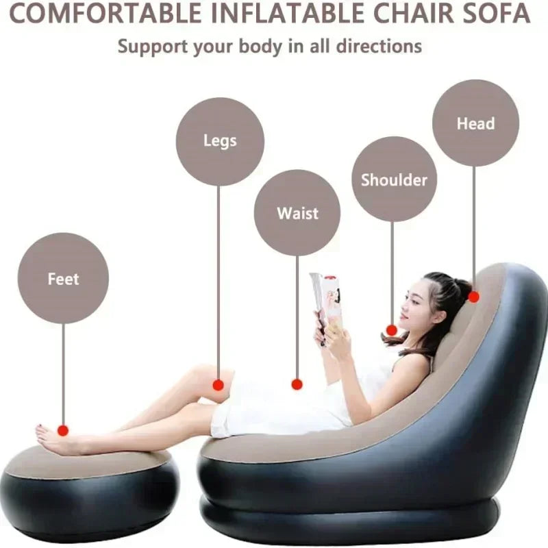 Lazy Couch Inflatable Foldable Recliner Sofa Bed