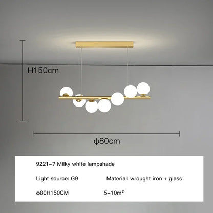 Modern LED Long Ceiling Chandelier with Glass Balls