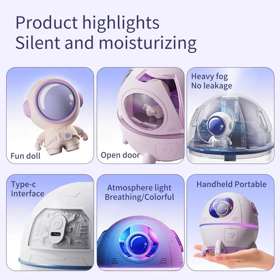 220mL Space Capsule Air Humidifier with Aromatherapy &amp; LED Light