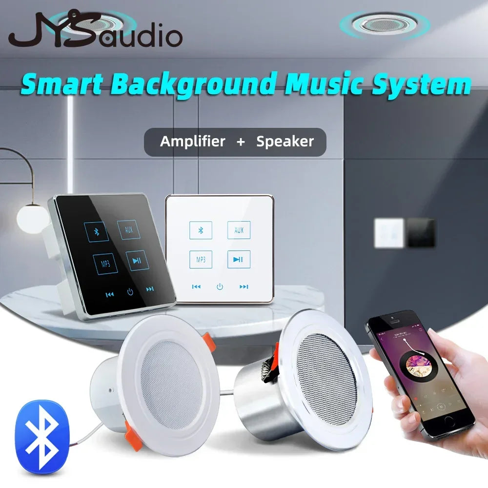 Smart Home Audio Bluetooth Amplifier Touch Key Hotel Theatre Background Music Stereo System Amp 10W Frameless Ceiling Speaker