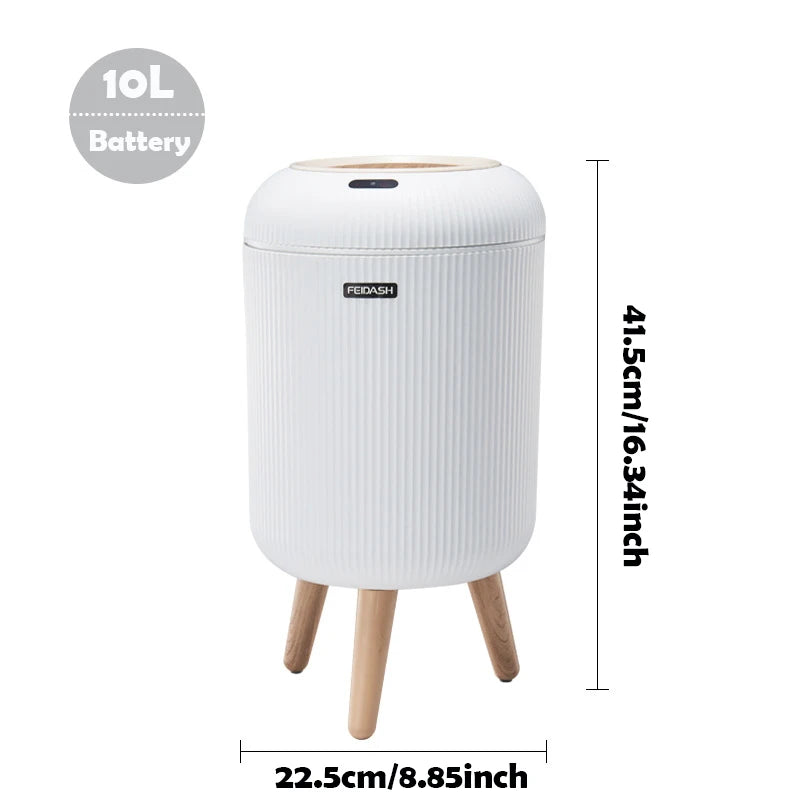 Smart Touchless Bathroom Bin with Lid, Automatic Waterproof Bedroom Bin for Bedroom Office Living Room Kitchen