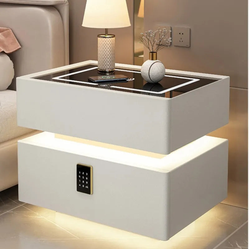 High-end Smart Nightstands for Bedroom Nordic Solid Wood Bedside Cabinet Bedroom Furniture Light Luxury Designer Bedside Tables