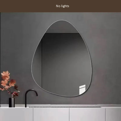 Irregular Bathroom Mirror With LED Light, Teardrop Shape Decorative Mirror, Vanity Mirror Makeup Mirror With 3 Colour LED Light, Dimmable