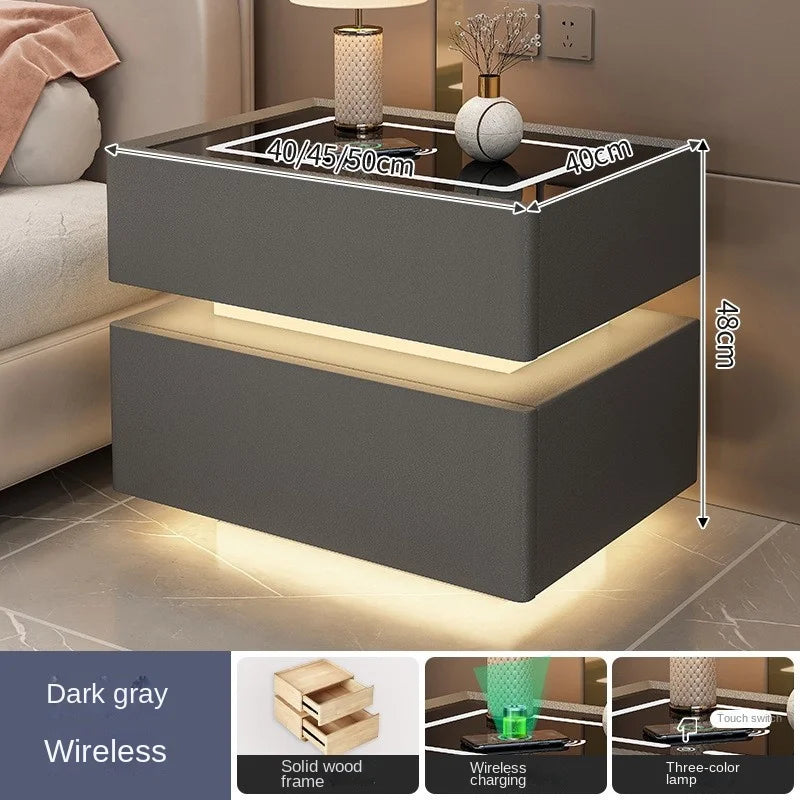 High-end Smart Nightstands for Bedroom Nordic Solid Wood Bedside Cabinet Bedroom Furniture Light Luxury Designer Bedside Tables