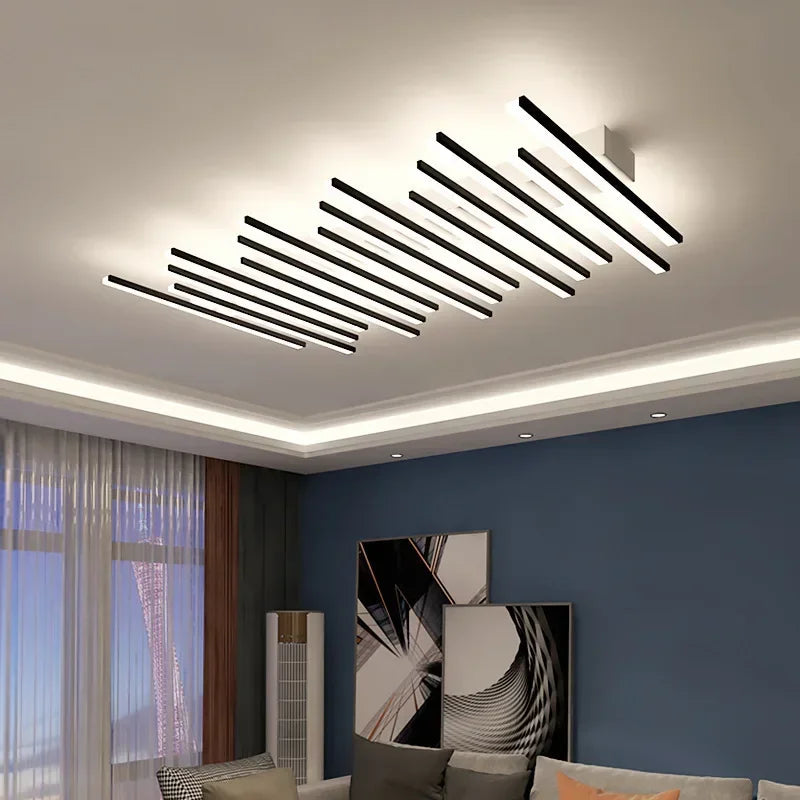 Nordic Art Line Black Acrylic Wave Led Ceiling Chandelier Dimmable Recessed Ceiling Lights