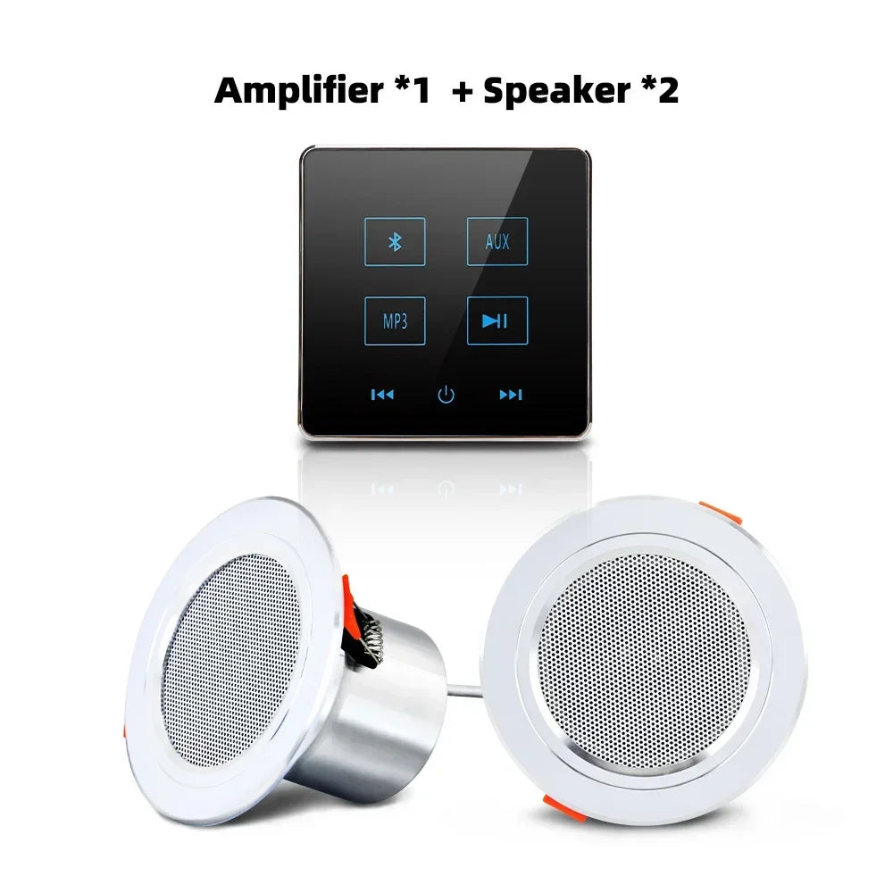 Smart Home Audio Bluetooth Amplifier Touch Key Hotel Theatre Background Music Stereo System Amp 10W Frameless Ceiling Speaker