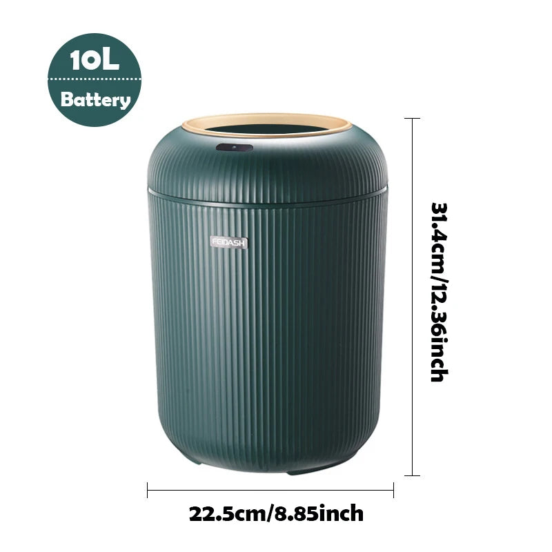 Smart Touchless Bathroom Bin with Lid, Automatic Waterproof Bedroom Bin for Bedroom Office Living Room Kitchen