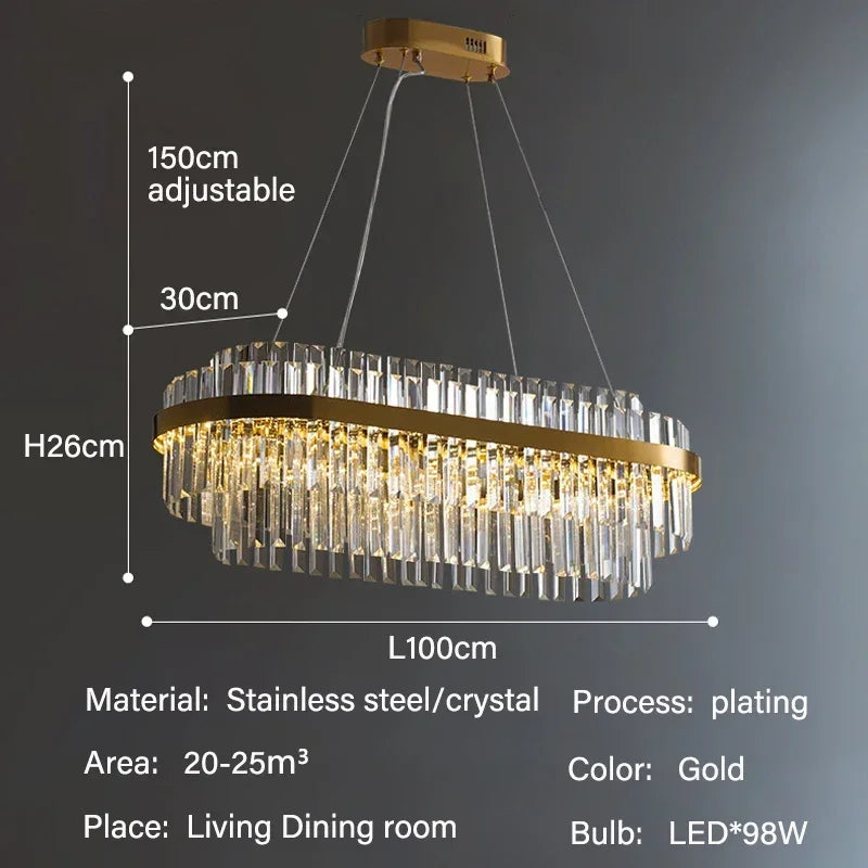 Luxury LED Crystal Chandelier for Living &amp; Dining Rooms