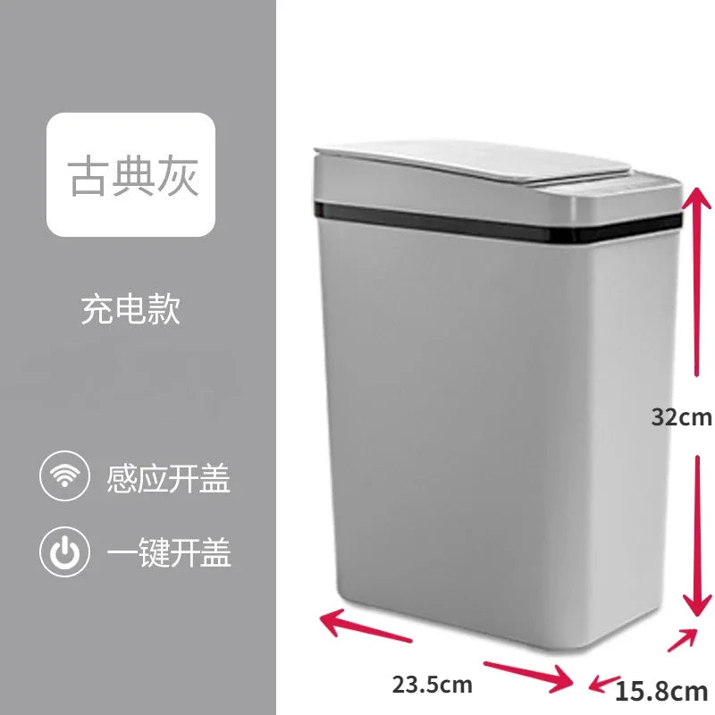 Smart Automatic Sensor Trash Can, 12L Motion Sensor Trash Can, Automatic Rubbish Bin with Smart Sensor, Intelligent Touchless Trash Can Smart Bin, Waterproof for Bedroom Bathroom Toilet Kitchen Office