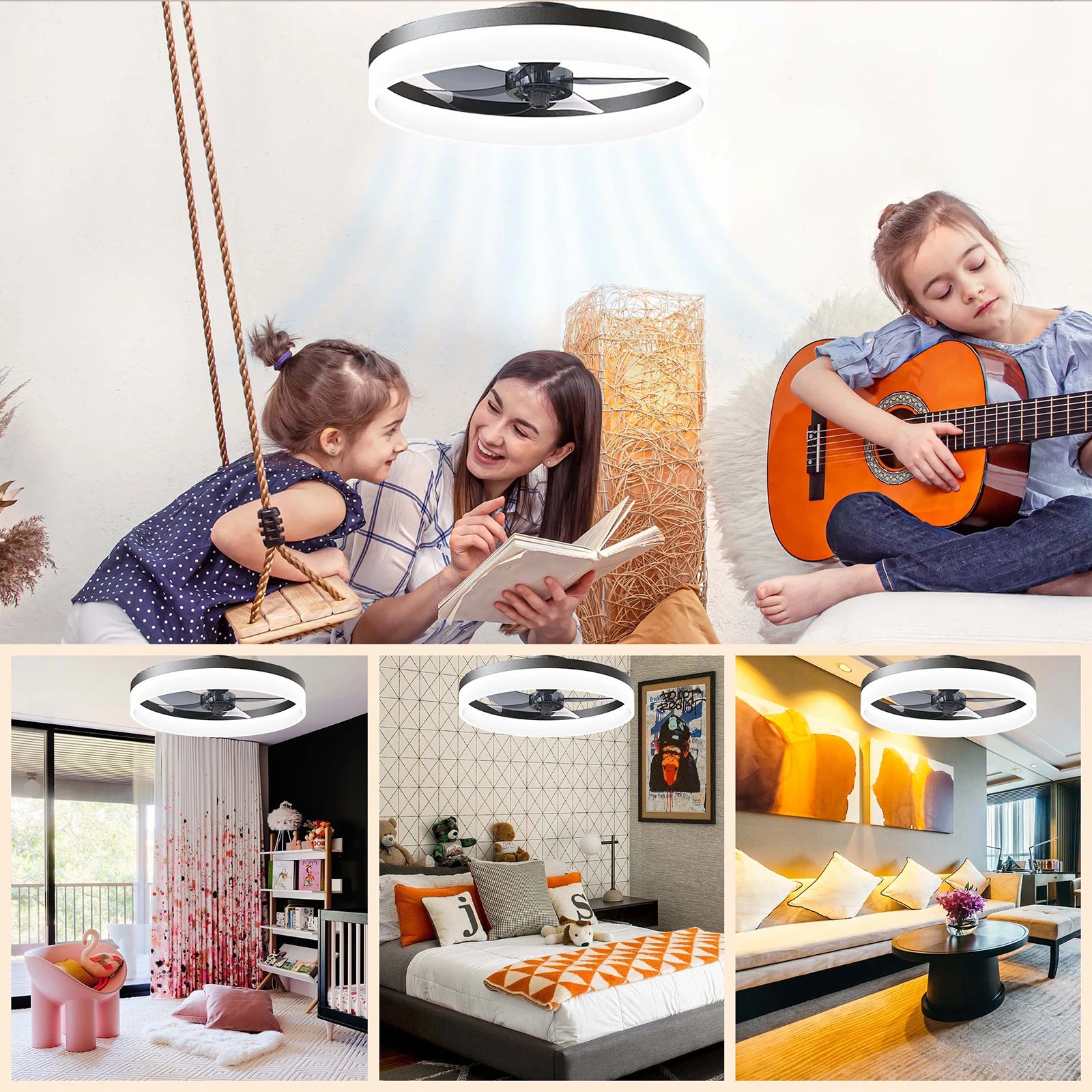 Smart Ceiling Fans with Lights Compatible with Alexa and Google Assistant