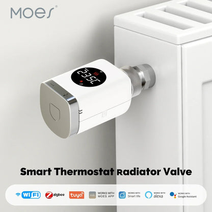 Smart Radiator Actuator TRV Programmable Thermostatic Valve App Remote Temperature Controller Alexa Google Home