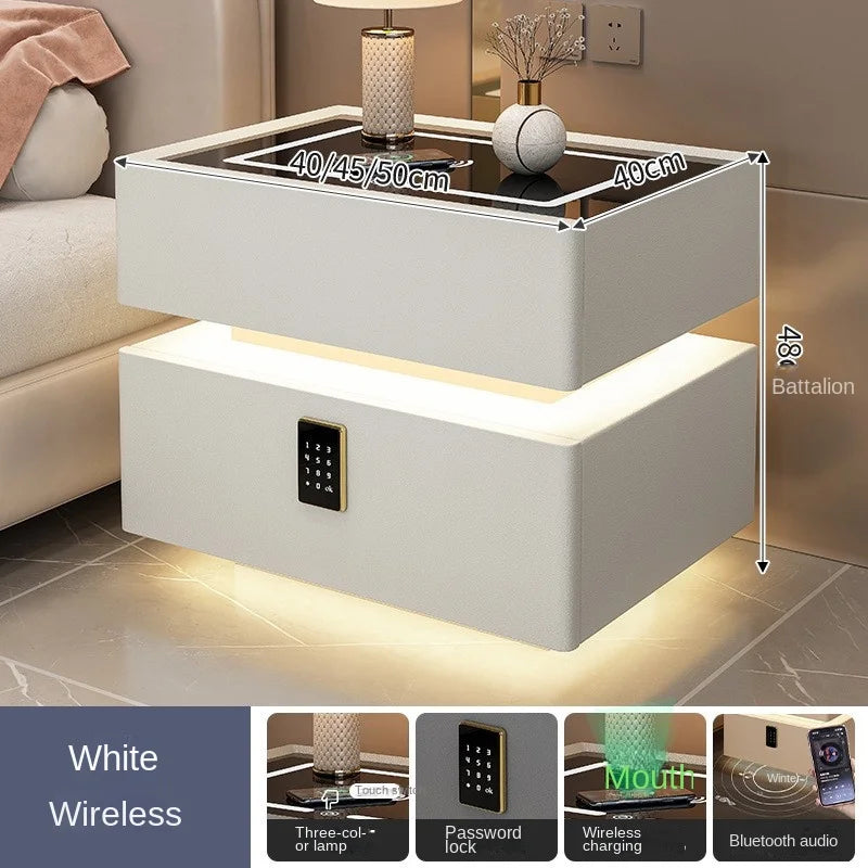 High-end Smart Nightstands for Bedroom Nordic Solid Wood Bedside Cabinet Bedroom Furniture Light Luxury Designer Bedside Tables