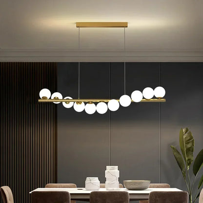 Modern LED Long Ceiling Chandelier with Glass Balls