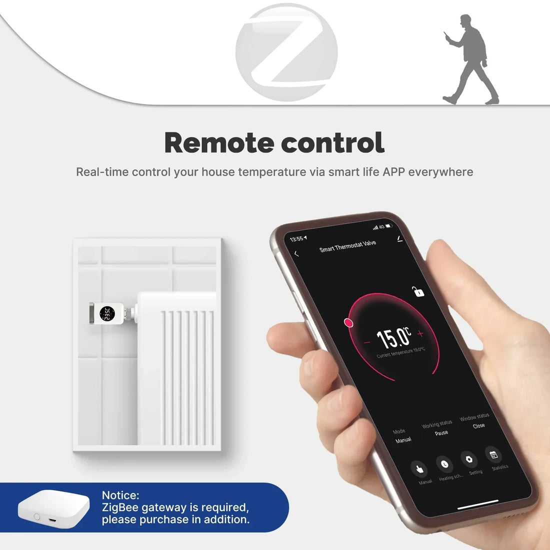 Smart Radiator Actuator TRV Programmable Thermostatic Valve App Remote Temperature Controller Alexa Google Home