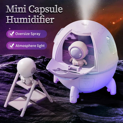 220mL Space Capsule Air Humidifier with Aromatherapy &amp; LED Light