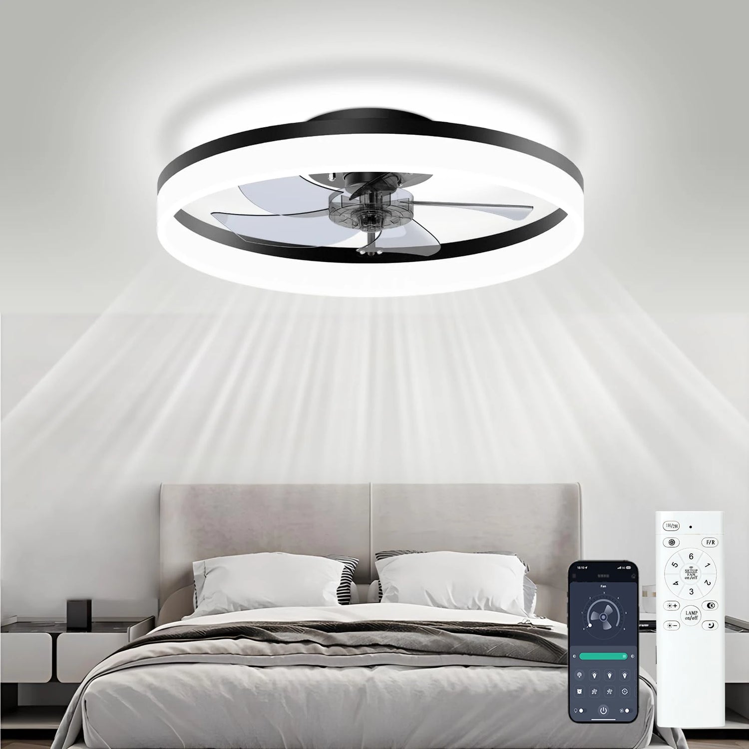 Smart Ceiling Fans with Lights Compatible with Alexa and Google Assistant