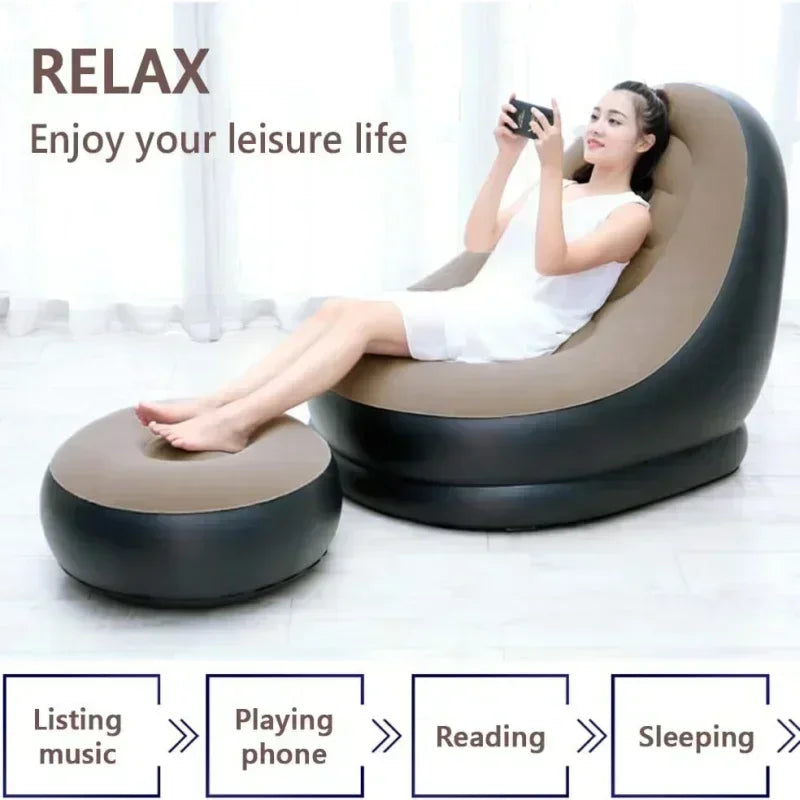 Lazy Couch Inflatable Foldable Recliner Sofa Bed