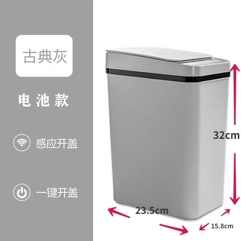 Smart Automatic Sensor Trash Can, 12L Motion Sensor Trash Can, Automatic Rubbish Bin with Smart Sensor, Intelligent Touchless Trash Can Smart Bin, Waterproof for Bedroom Bathroom Toilet Kitchen Office