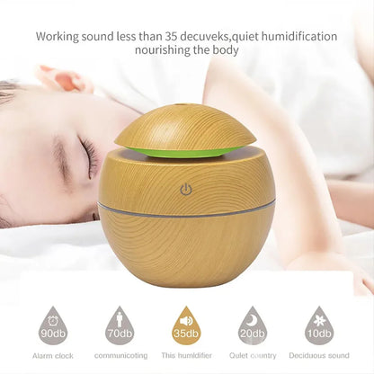 USB 130ML Wood Grain Air Humidifier &amp; Aroma Diffuser