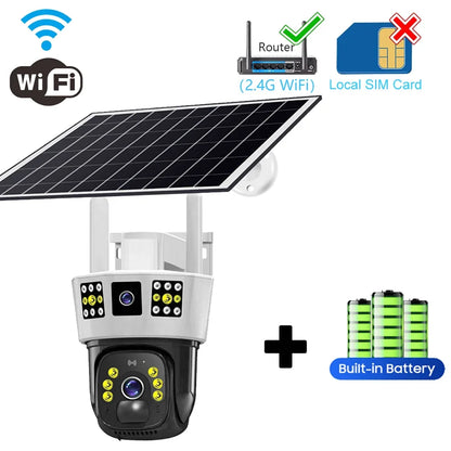 6K 12MP Solar Security Camera with 256G Card &amp; 4G SIM - Wireless Security with Night Vision