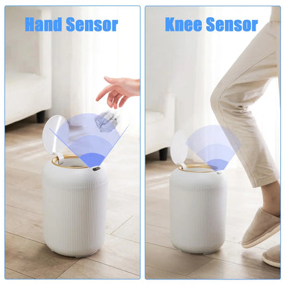 Smart Touchless Bathroom Bin with Lid, Automatic Waterproof Bedroom Bin for Bedroom Office Living Room Kitchen