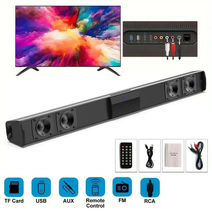 Soundbar Speakers, Bluetooth 5.0 TV Soundbar, HD Audio Stereo Soundbar Surround Sound Home Cinema with Remote Control, Support RCA AUX TF-Card